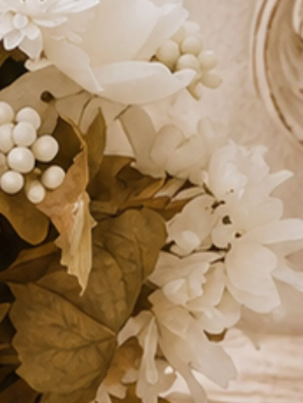 Set of 4 Delicate Cream Peonies Hydrangeas Mixed Flowers Bouquets